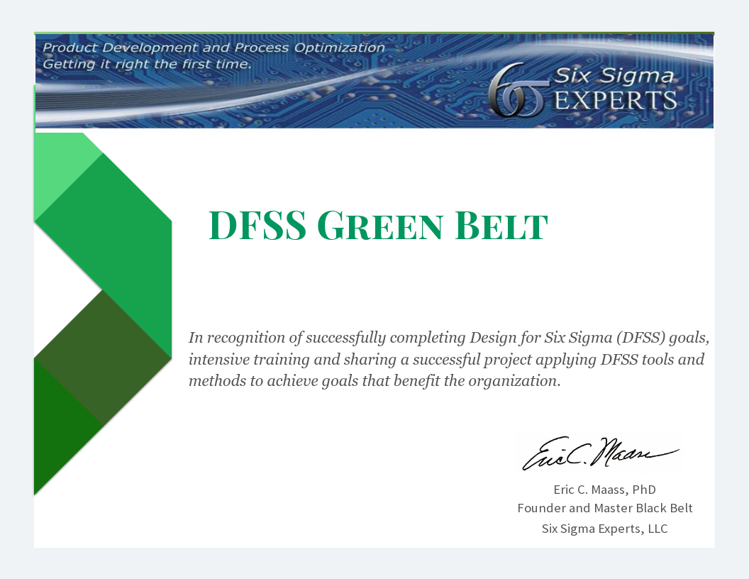 DFSS Green Belt • Six Sigma Experts • Accredible • Certificates, Badges ...