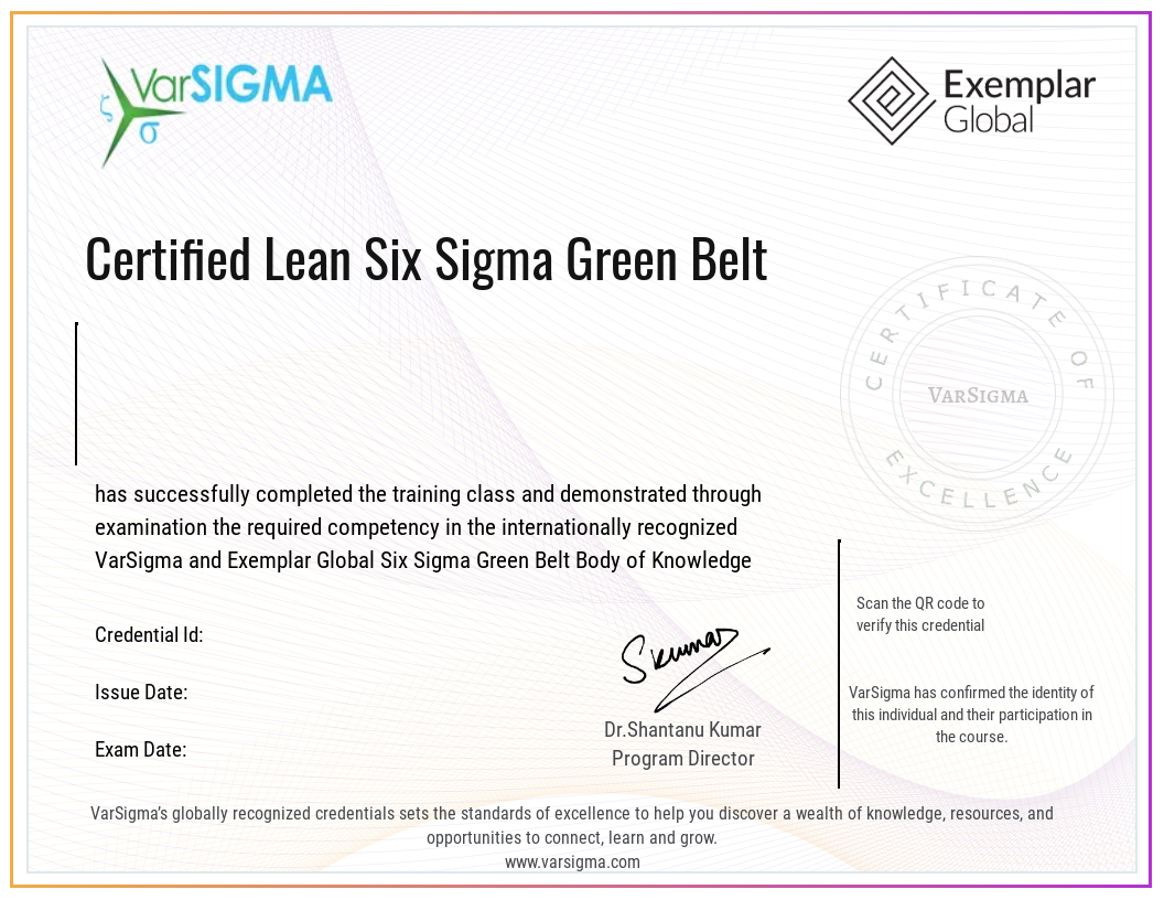 Certified Lean Six Sigma Green Belt • VarSigma • Accredible ...